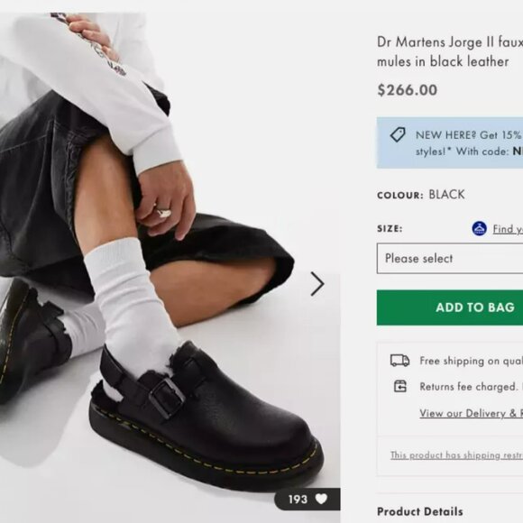 Dr. Martens Jorge II Faux Fur Lined Suede Slingback Mules MSRP$180 WARM & COMFY main image 4